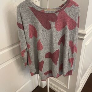 Gray and Pink Heart Pattern Women's Top